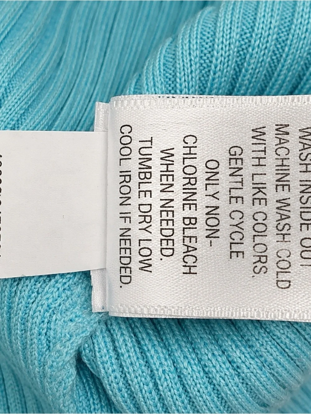Vintage Y2K Dana Buchman Aqua Blue Ribbed Sleeveless Turtleneck Top L - Picture 5 of 7